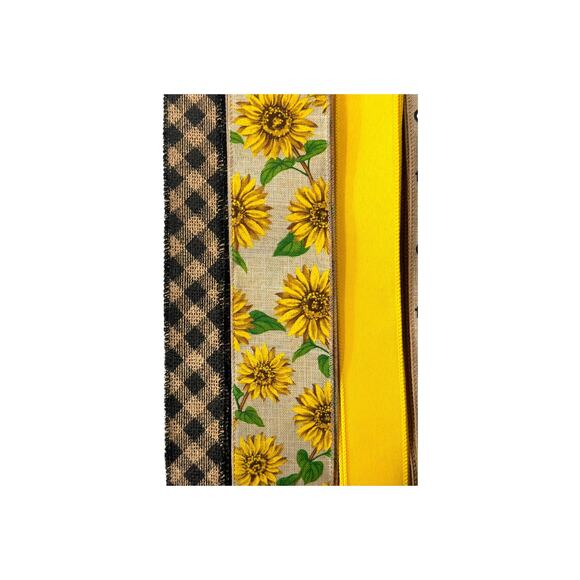 Happy Harvest Wreath Kit, DIY Fall Decor Sunflower Sign Autumn Ribbon Bundle Set - Picture 4 of 5